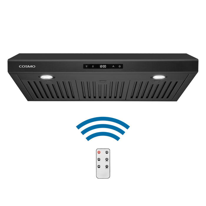 Cosmo 30 Inch Haven Collection 500 CFM Ducted Under Cabinet Matte Black Range Hood with Touch Controls and LED Lights - COS-KS6U30-BK Main