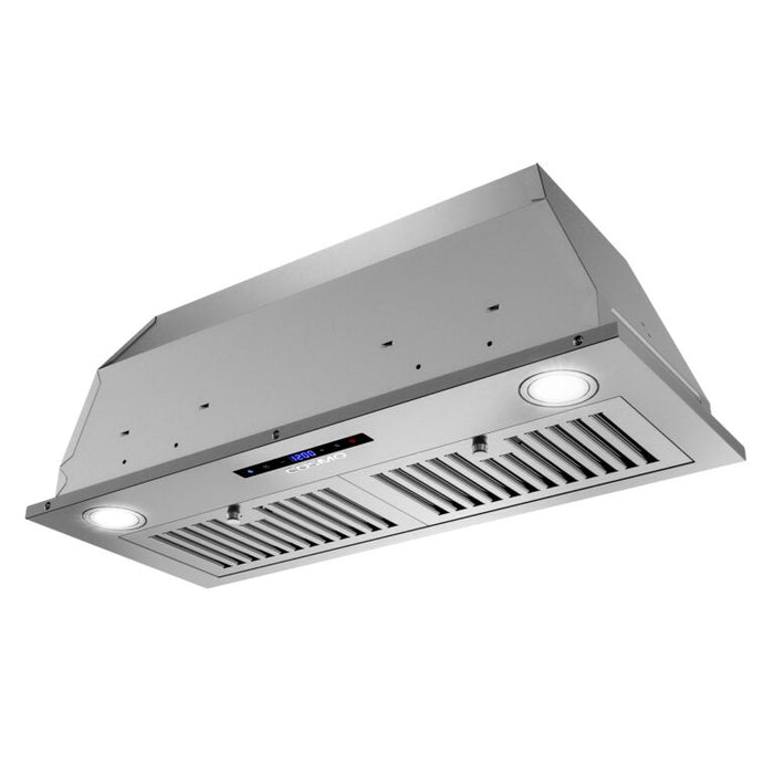 Cosmo 30 Inch Lumin Collection 380 CFM Ducted Insert Stainless Steel Range Hood with Touch Controls and LED Lights - COS-30IRHS Side
