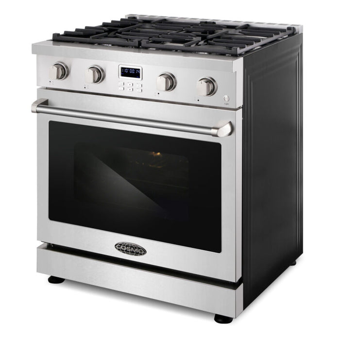 Cosmo 30 Inch Lumin Collection 4.8 Cu. Ft. Gas Stainless Steel Range with 4 Sealed Burners and Convection Oven - COS-GRC304KB Side