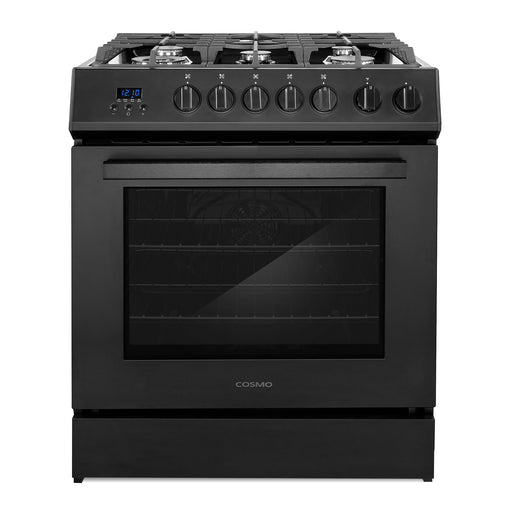 Cosmo 30 Inch Nebula Collection 5.0 Cu. Ft. Gas Matte Black Range with 5 Burners, Rapid Convection Oven and Cast Iron Grates - COS-305AGC-BK Main