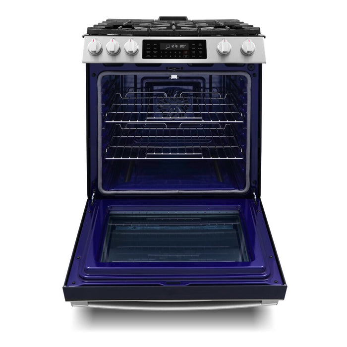 Cosmo 30 Inch Professional Style Slide-In Freestanding 6.1 Cu. Ft. Gas Stainless Steel Range with 5 Sealed Gas Burners and Self Clean Air Fry Oven - COS-GRC305KTD Oven