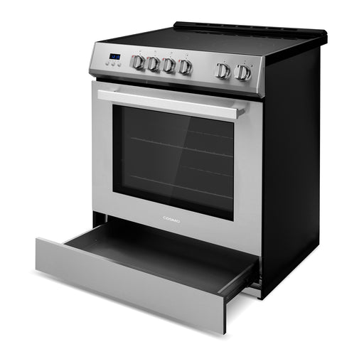 Cosmo 30 Inch Stellar Collection 5.0 Cu. Ft. Electric Stainless Steel Range with 4 Burner Glass Cooktop and Convection Oven - COS-ERD304K Drawer