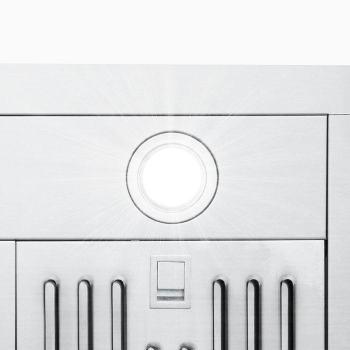 Cosmo 30 Inch Under Cabinet Stainless Steel Range Hood with Digital Touch Controls, 3-Speed Fan, LED Lights and Permanent Filters - COS-KS6U30 Light