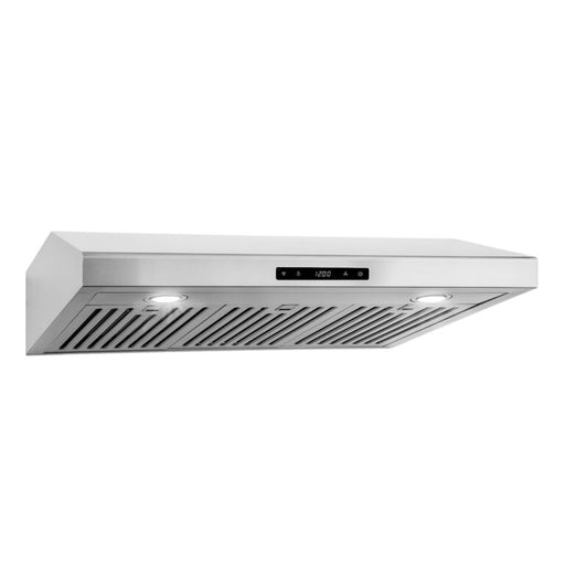 Cosmo 30 Inch Under Cabinet Stainless Steel Range Hood with Digital Touch Controls, 3-Speed Fan, LED Lights and Permanent Filters - COS-KS6U30 Side