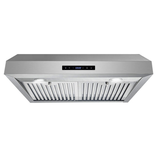 Cosmo 30 Inch Under Cabinet Stainless Steel Range Hood with LED Light, 380 CFM, Permanent Filter and Convertible from Ducted to Ductless - UMC30 Front