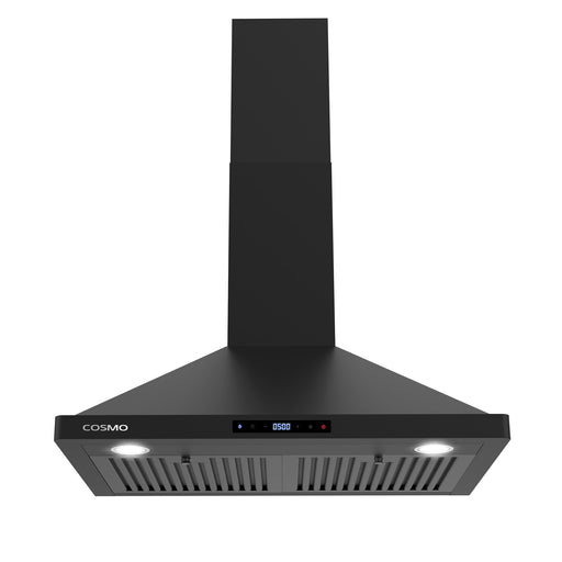 Cosmo 30 Inch Vista Collection 380 CFM Ducted Wall Mount Matte Black Range Hood with Touch Controls and LED Lights - COS-63175S-BK Main