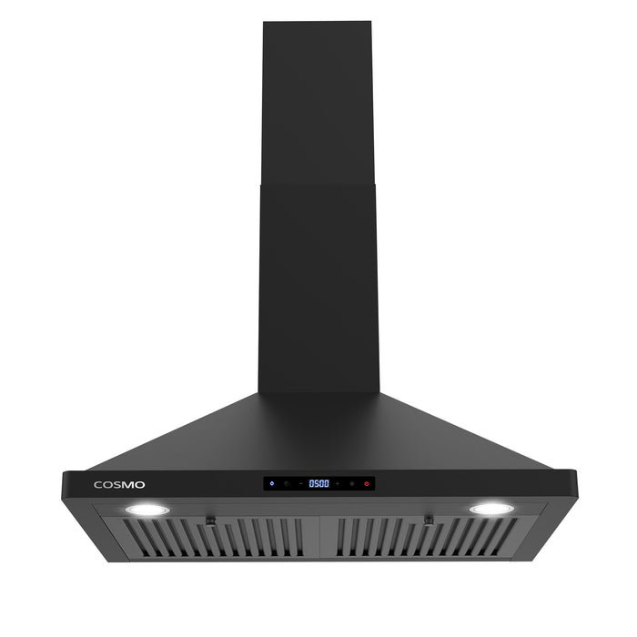 Cosmo 30 Inch Vista Collection 380 CFM Ducted Wall Mount Matte Black Range Hood with Touch Controls and LED Lights - COS-63175S-BK Main