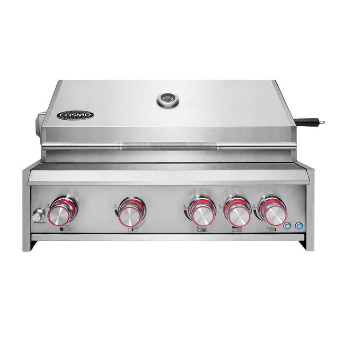 Cosmo 32 Inch Built In Propane Gas Stainless Steel Grill with 5 Burners, Infrared Rotisserie and Knob LED Lighting - COS-BGGN325K Main