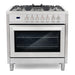 Cosmo 36 Inch Commercial Style 3.8 Cu. Ft. Single Oven Dual Fuel Stainless Steel Range with 8 Function Convection Oven - F965 Front
