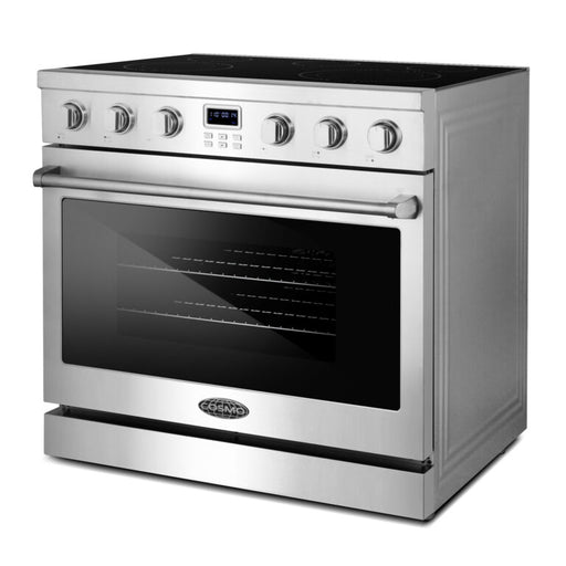 Cosmo 36 Inch Commercial Style 6.0 Cu. Ft. Electric Stainless Steel Range with 5 Burner Glass Cooktop and Convection Oven - COS-ERC365KBD Side