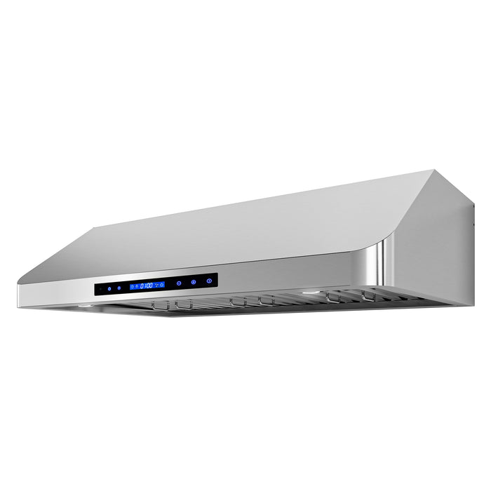 Cosmo 36 Inch Ducted Under Cabinet Stainless Steel Range Hood with Touch Display, LED Lighting and Permanent Filters - COS-QS90 Side