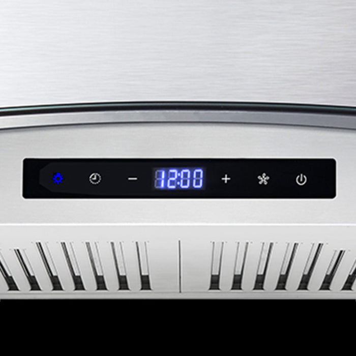 Cosmo 36 Inch Ducted Wall Mount Stainless Steel Range Hood with Touch Controls, LED Lighting and Permanent Filters Controls