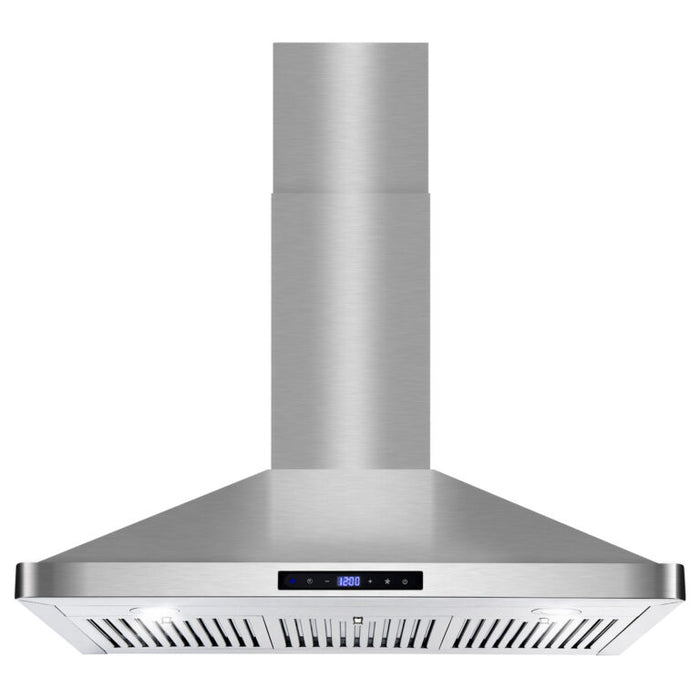 Cosmo 36 Inch Ducted Wall Mount Stainless Steel Range Hood with Touch Controls, LED Lighting and Permanent Filters - COS-63190S Front