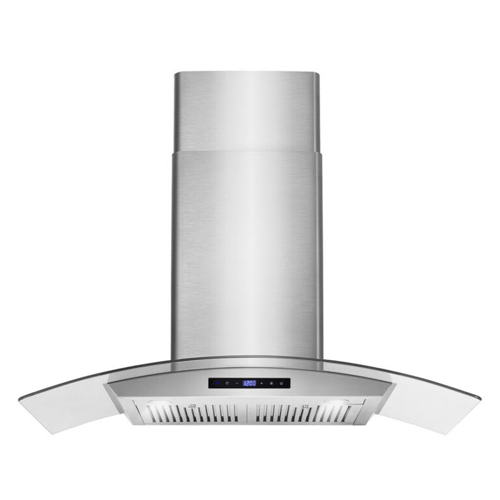 Cosmo 36 Inch Ducted Wall Mount Stainless Steel Range Hood with Touch Controls, LED Lighting and Permanent Filters - COS-668AS900 Front