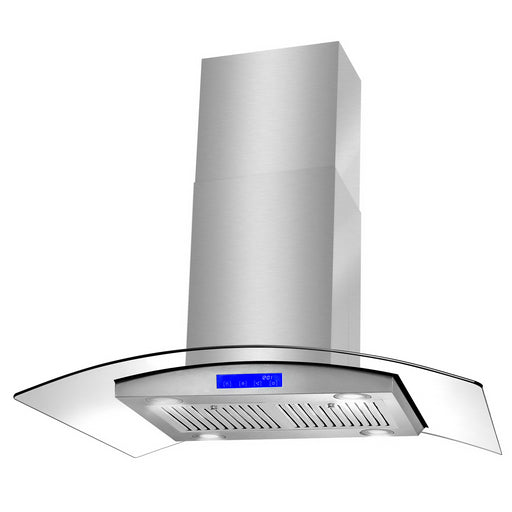 Cosmo 36 Inch Ductless Island Stainless Steel Range Hood with LED Lighting and Carbon Filter Kit for Recirculating - COS-668ICS900-DL Side