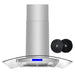 Cosmo 36 Inch Ductless Island Stainless Steel Range Hood with LED Lighting and Carbon Filter Kit for Recirculating - COS-668ICS900-DL Front