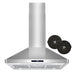 Cosmo 36 Inch Ductless Island Stainless Steel Range Hood with Soft Touch Controls, LED Lights, and Permanent Filters - COS-63ISS90-DL Front