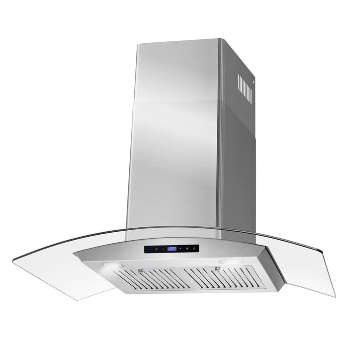 Cosmo 36 Inch Ductless Wall Mount Range Hood in Stainless Steel with Soft Touch Controls, LED Lighting and Carbon Filter Kit for Recirculating - COS-668WRCS90-DL Side
