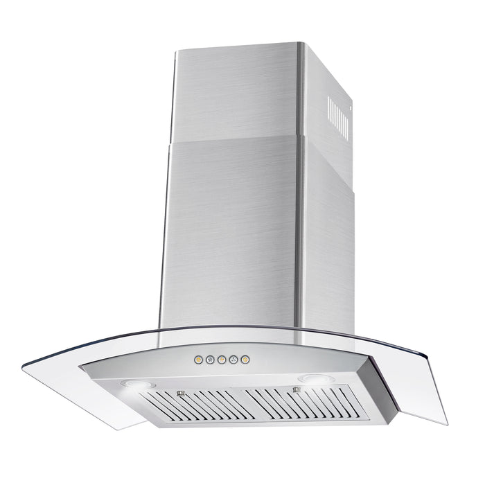 Cosmo 36 Inch Ductless Wall Mount Stainless Steel Range Hood with LED Lighting and Carbon Filter Kit for Recirculating - COS-668A900-DL Side