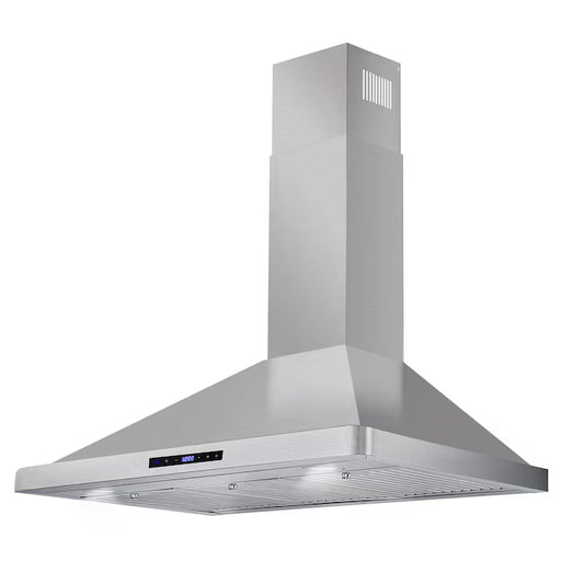 Cosmo 36 Inch Ductless Wall Mount Stainless Steel Range Hood with LED Lighting and Carbon Filter Kit for Recirculating - COS-63190S-DL Side