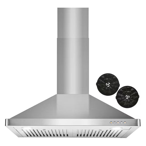 Cosmo 36 Inch Ductless Wall Mount Stainless Steel Range Hood with LED Lighting and Carbon Filter Kit for Recirculating - COS-63175-DL Front