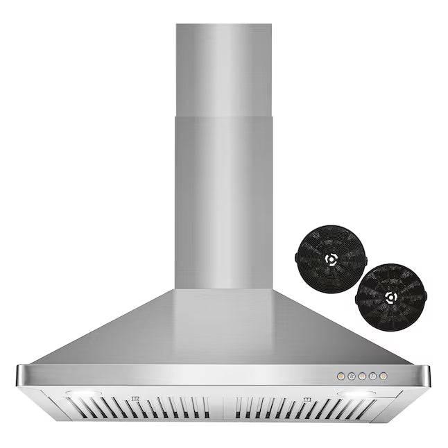 Cosmo 36 Inch Ductless Wall Mount Stainless Steel Range Hood with LED Lighting and Carbon Filter Kit for Recirculating - COS-63175-DL Front