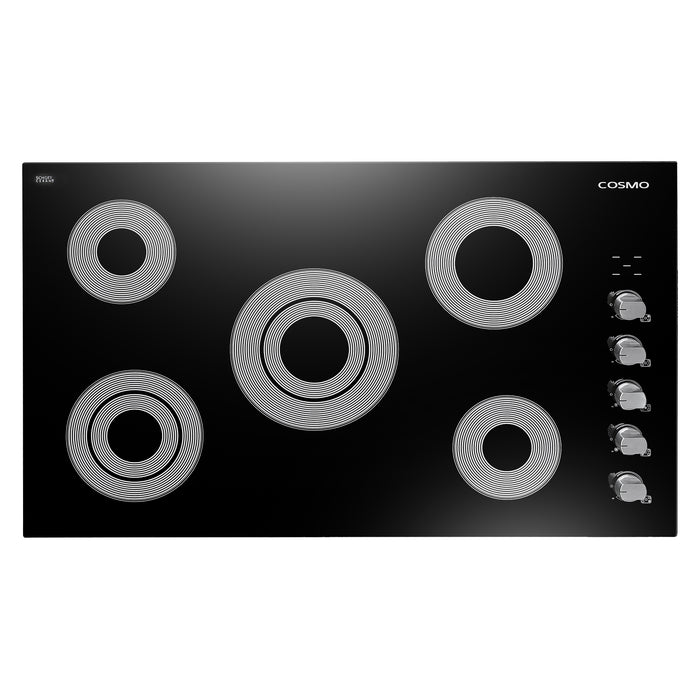 Cosmo 36 Inch Electric Ceramic Glass Cooktop with 5 Burners, Dual Zone Elements, Hot Surface Indicator Light and Control Knobs - COS-365ECC Main