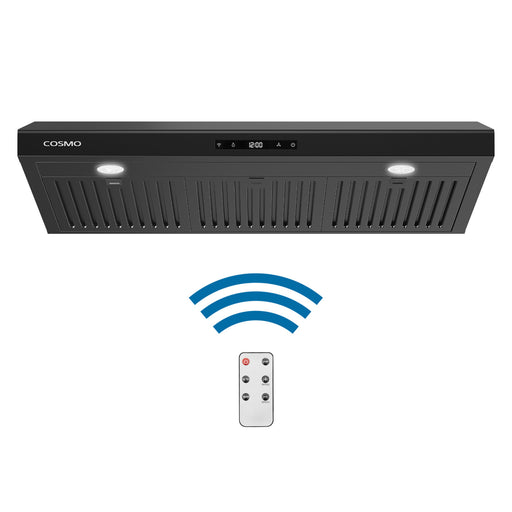 Cosmo 36 Inch Haven Collection 500 CFM Ducted Under Cabinet Matte Black Range Hood with Touch Controls and LED Lights - COS-KS6U36-BK Main