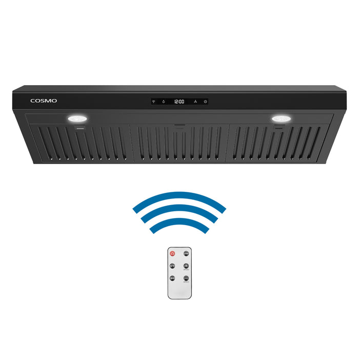 Cosmo 36 Inch Haven Collection 500 CFM Ducted Under Cabinet Matte Black Range Hood with Touch Controls and LED Lights - COS-KS6U36-BK Main