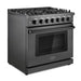 Cosmo 36 Inch Haven Collection 6.0 Cu. Ft. Gas Matte Black Range with 6 Burners, Convection Oven, Knob LEDs and Storage Drawer - COS-EPGR366-BK Left