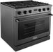 Cosmo 36 Inch Lumin Collection 6.0 Cu. Ft. Gas Matte Black Range with 6 Sealed Burners and Convection Oven - COS-GRC366KB-BKc Side