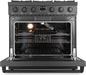 Cosmo 36 Inch Lumin Collection 6.0 Cu. Ft. Gas Matte Black Range with 6 Sealed Burners and Convection Oven - COS-GRC366KB-BK Open