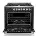 Cosmo 36 Inch Nebula Collection 3.8 Cu. Ft. Gas Matte Black Range with 5 Burners, Rapid Convection Oven and Cast Iron Grates - COS-965AGC-BKS Open