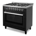 Cosmo 36 Inch Nebula Collection 3.8 Cu. Ft. Gas Matte Black Range with 5 Burners, Rapid Convection Ovena and Cast Iron Grates - COS-965AGFC-BKS Side