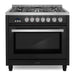 Cosmo 36 Inch Nebula Collection 3.8 Cu. Ft. Gas Matte Black Range with 5 Burners, Rapid Convection Ovena and Cast Iron Grates - COS-965AGFC-BKS Main
