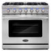Cosmo 36 Inch Professional Style 6.0 Cu. Ft. Gas Stainless Steel Range with Convection Oven with Storage Drawer - COS-EPGR366 Front