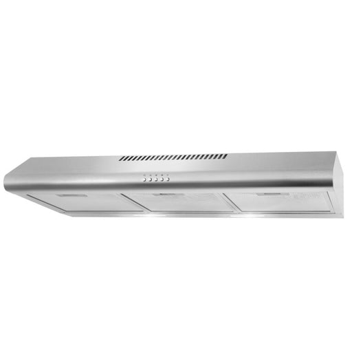 Cosmo 36 Inch Under Cabinet Stainless Steel Range Hood Ductless Convertible Duct, Slim Kitchen Stove Vent with 3 Speed Exhaust Fan, Reusable Filter and LED Lights - COS-5MU36 Side