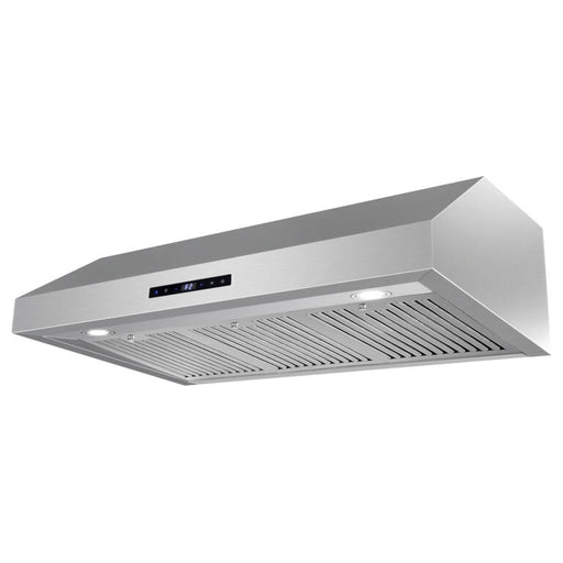 Cosmo 36 Inch Under Cabinet Stainless Steel Range Hood with Digital Touch Controls, 3-Speed Fan, LED Lights and Permanent Filters - UMC36 Side