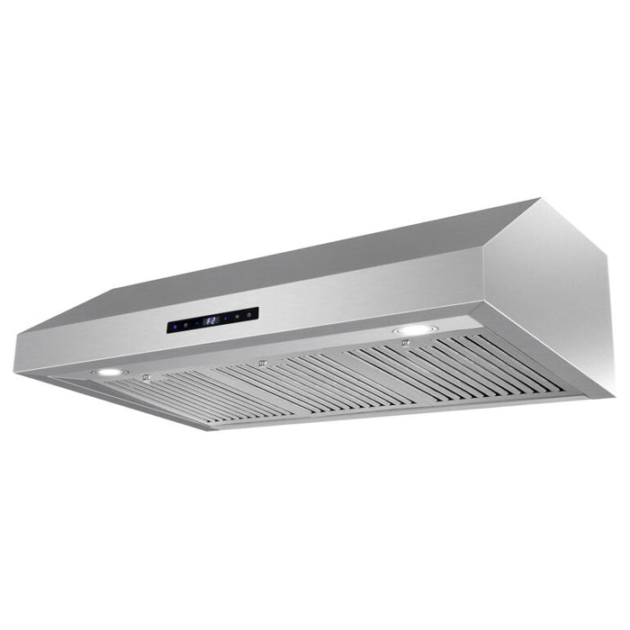 Cosmo 36 Inch Under Cabinet Stainless Steel Range Hood with Digital Touch Controls, 3-Speed Fan, LED Lights and Permanent Filters - UMC36 Side
