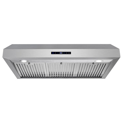 Cosmo 36 Inch Under Cabinet Stainless Steel Range Hood with Digital Touch Controls, 3-Speed Fan, LED Lights and Permanent Filters - UMC36 Front