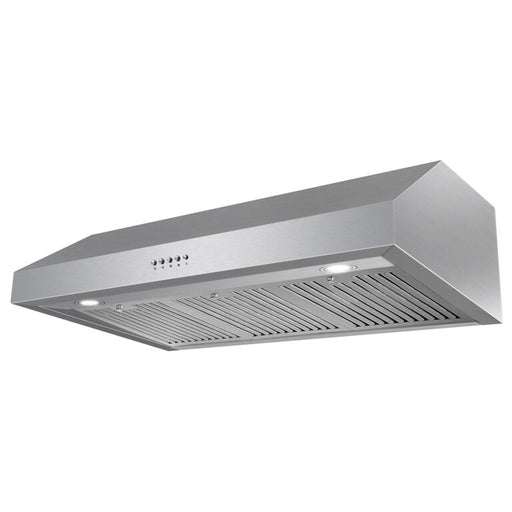 Cosmo 36 Inch Under Cabinet Stainless Steel Range Hood with Push Button Controls, 3-Speed Fan, LED Lights and Permanent Filters - UC36 Side