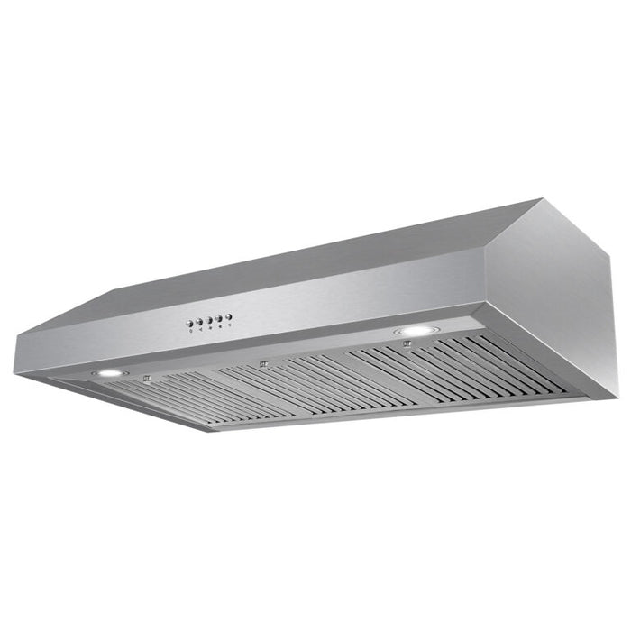 Cosmo 36 Inch Under Cabinet Stainless Steel Range Hood with Push Button Controls, 3-Speed Fan, LED Lights and Permanent Filters - UC36 Side
