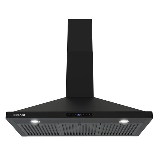 Cosmo 36 Inch Vista Collection 380 CFM Ducted Wall Mount Matte Black Range Hood with Touch Controls and LED Lights - COS-63190S-BK Main