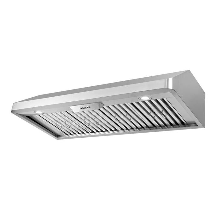 Cosmo 48 Inch Under Cabinet Stainless Steel Range Hood with Push Button Controls, Permanent Filters, 3-Speed Fan and LED Lights - COS-QB48 Side