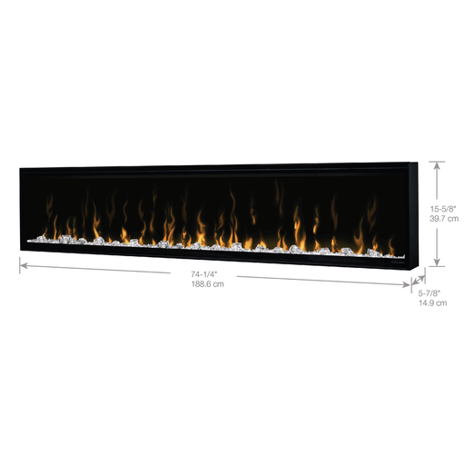 Dimplex 74 Inch IgniteXL Linear Electric Fireplace Dimensions