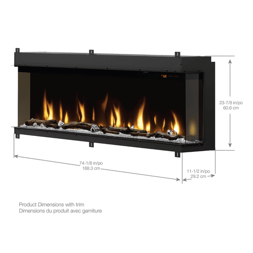 Dimplex 74 Inch Ignite Bold Built-In Linear Electric Fireplace Dimensions