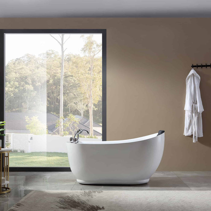 Empava 59 Inch Acrylic Freestanding Whirlpool Tub with Reversible Drain