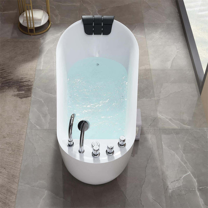Empava 59 Inch Acrylic Freestanding Whirlpool Tub with Reversible Drain
