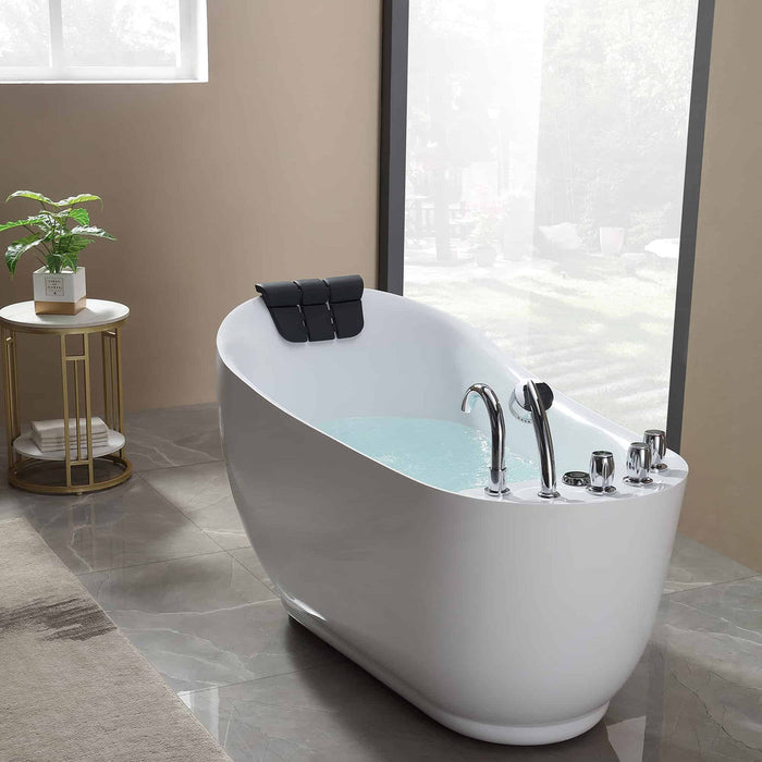 Empava 59 Inch Acrylic Freestanding Whirlpool Tub with Reversible Drain