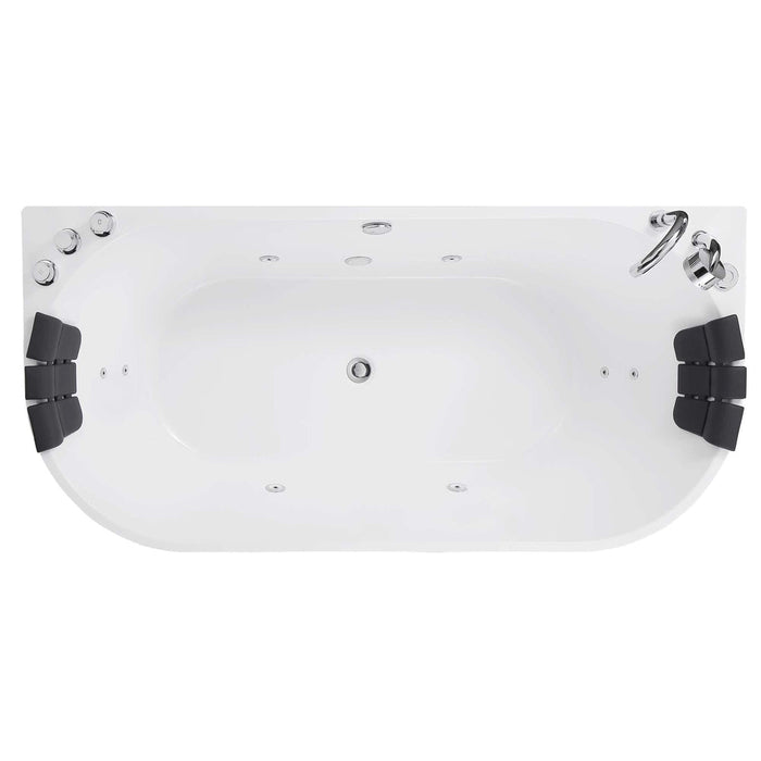 Empava 59 Inch Freestanding Hydro Massage Whirlpool Bathtub with Center Drain